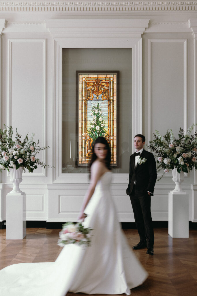 Bride and Groom portrait in the Chicago History Museum